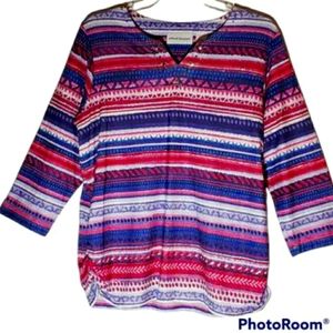 Alfred Dunner medium striped bohemian print pullover tunic. 196